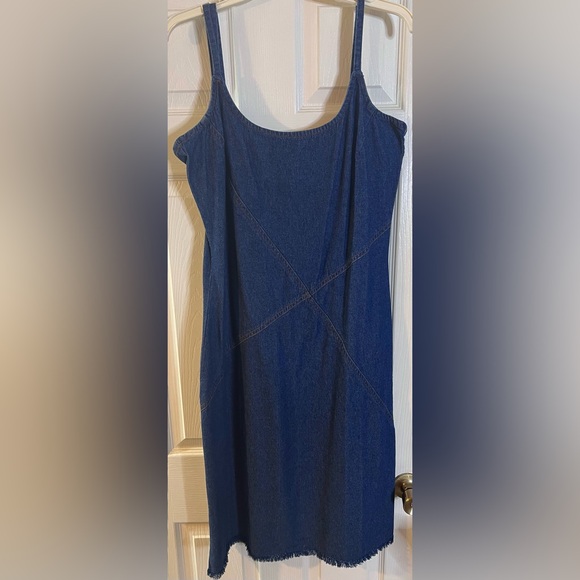 Sexy Vintage Le Mieux Denim Cotton Dress with Double Spaghetti Straps - Picture 3 of 5